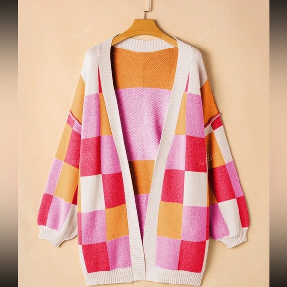 Luxe Color Block Open Front Long Sleeve Knit Sweater Cardigan - Picture 7 of 16